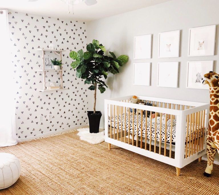 A picture of a jungle animal-themed nursery