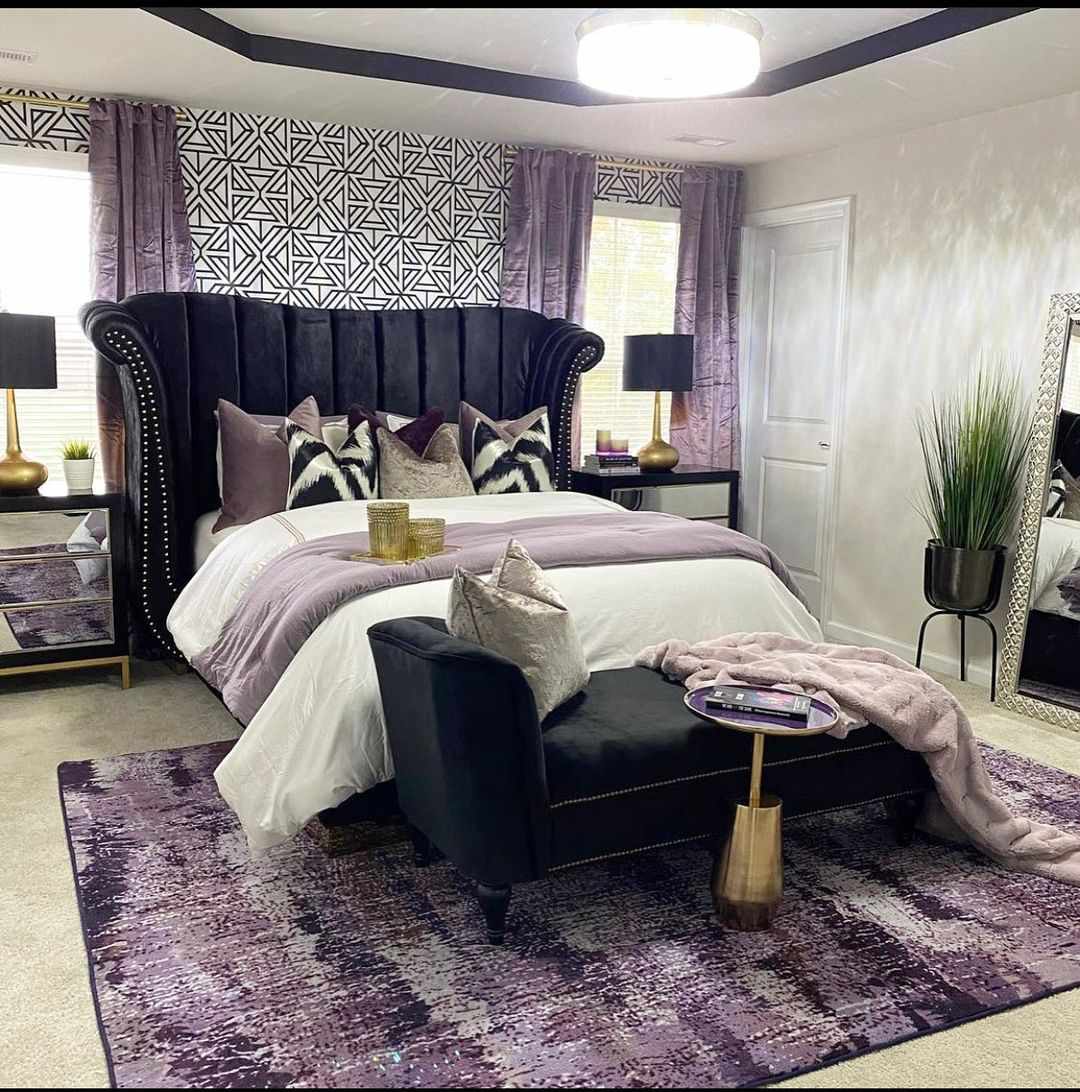 glam purple bedroom