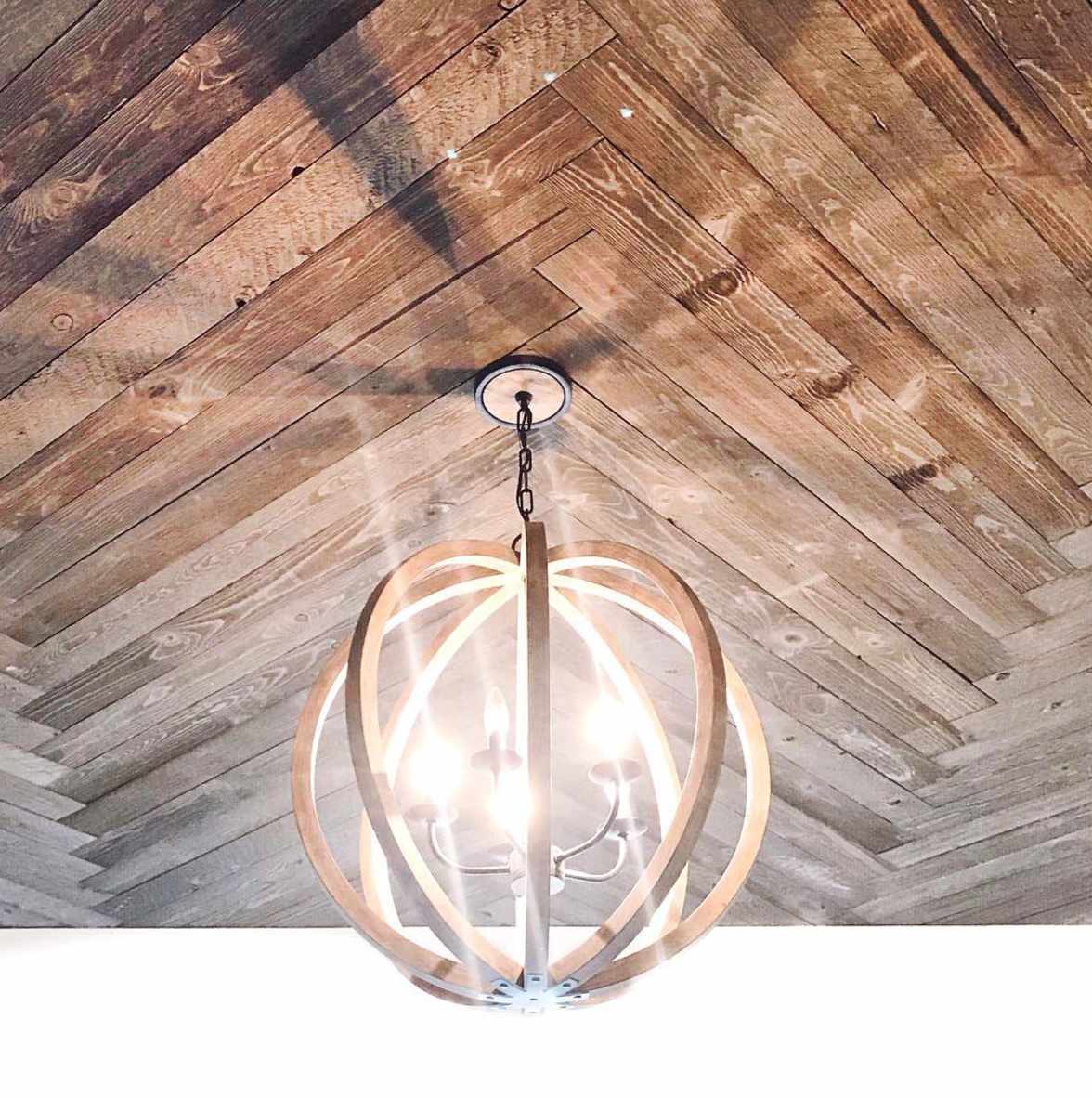 chevron planked ceiling