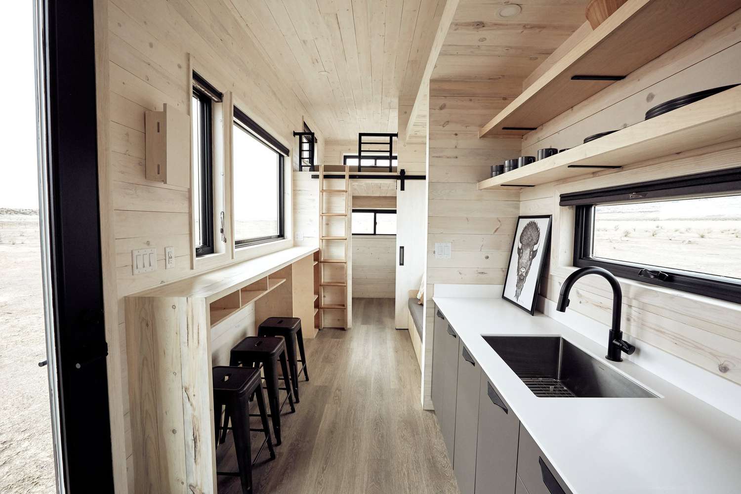 minimal wood interior tiny house