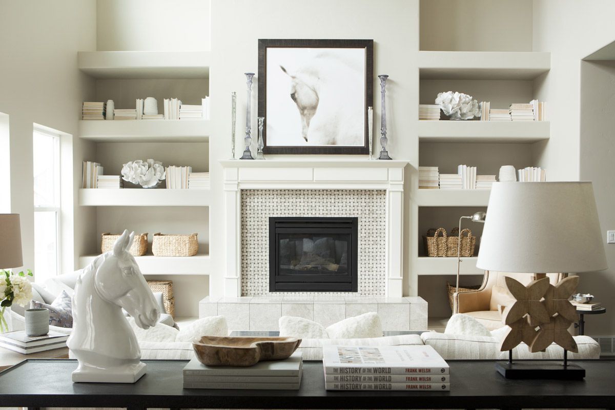 Grecian white basket-weave marble fireplace