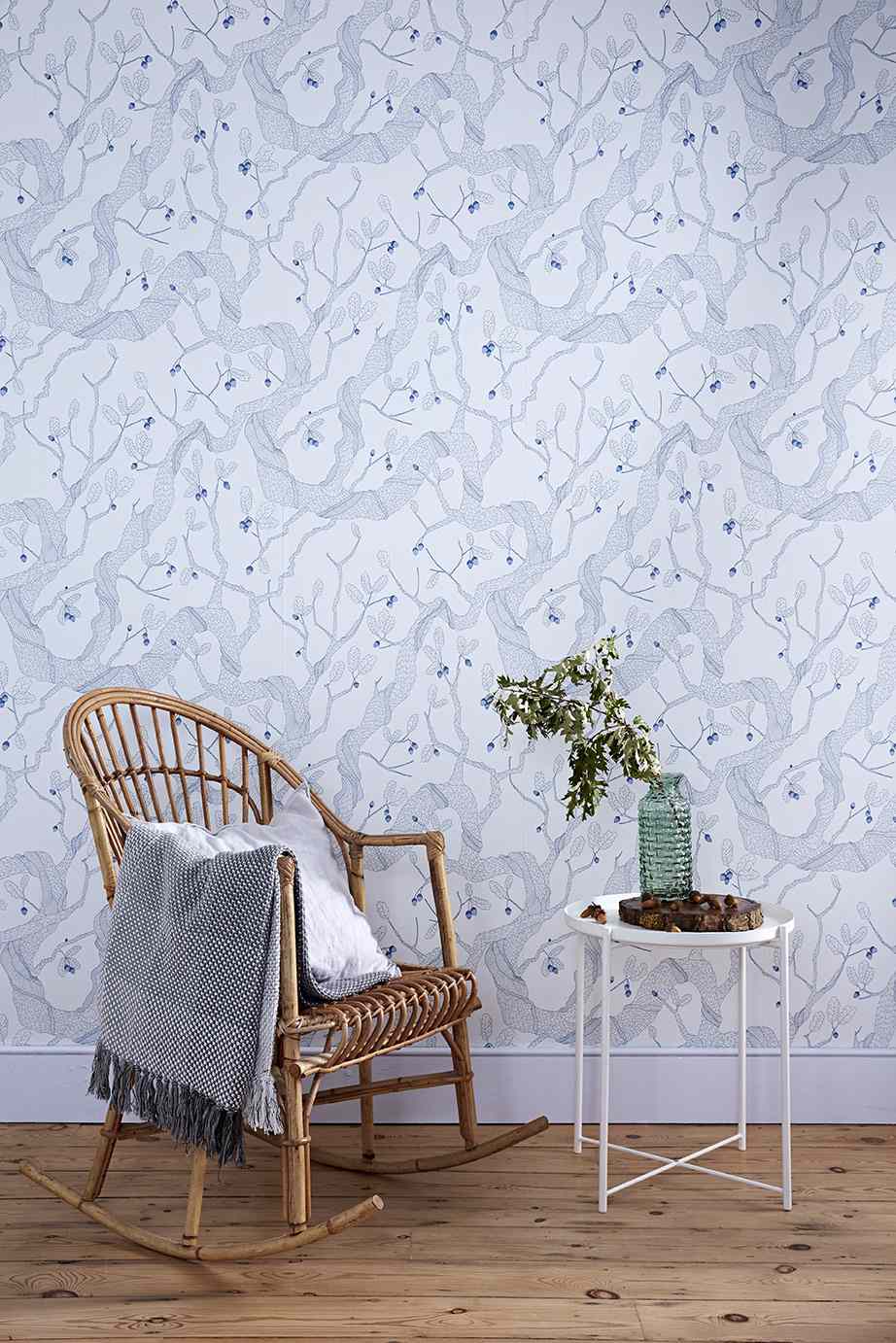 papel de parede estampado floral geométrico