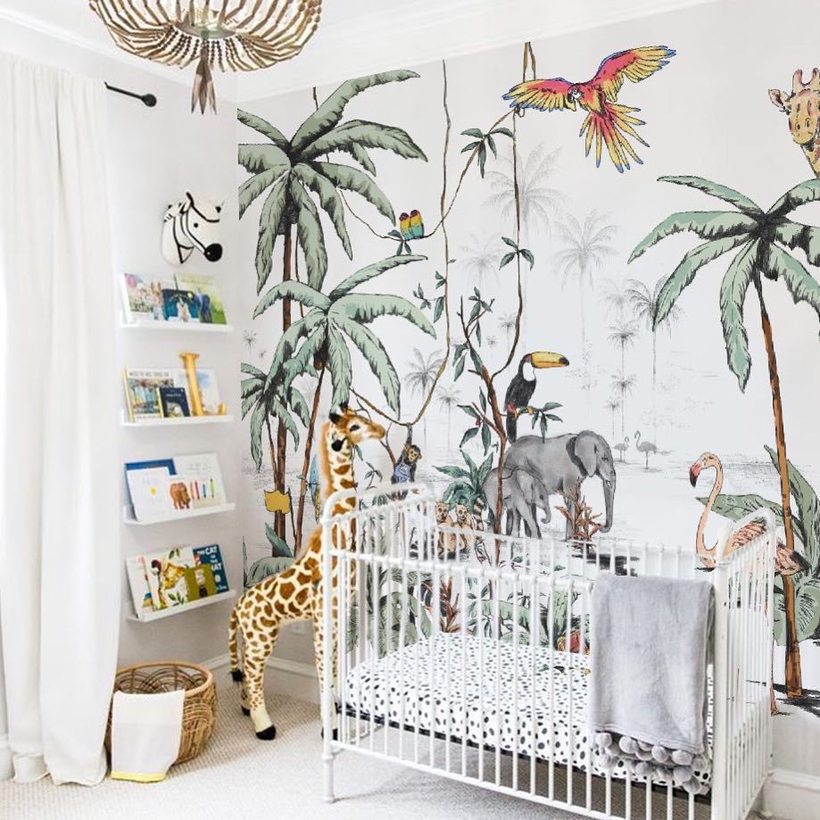 Jungle-themed animal nursery