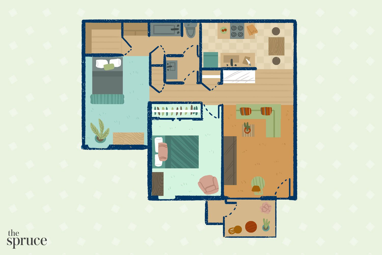 kleine wohnzimmereinrichtung illustration
