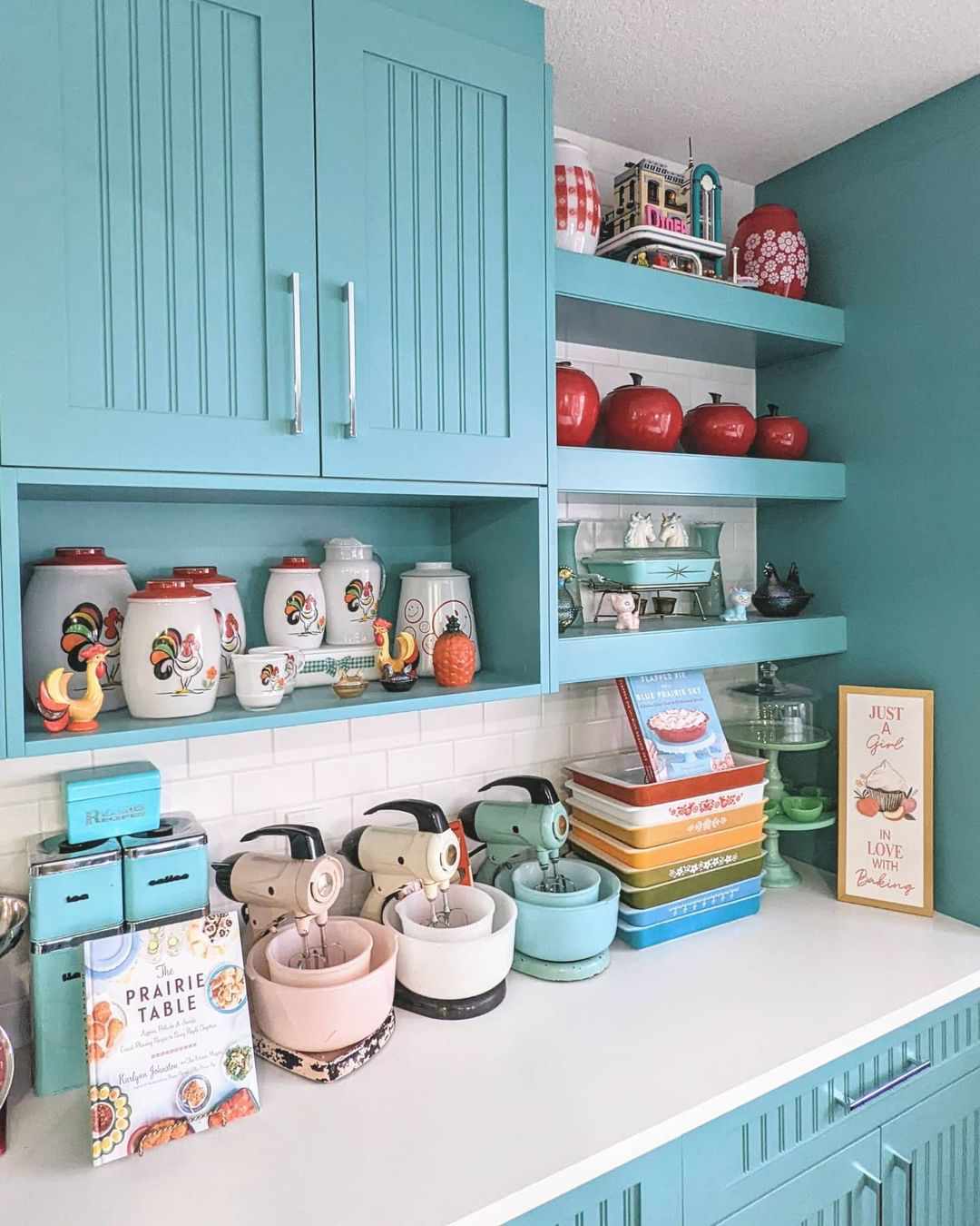 retro bakeware in kitchen