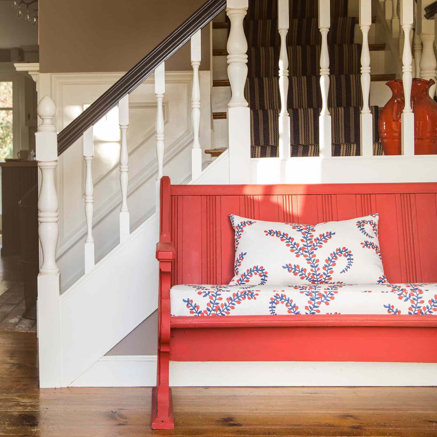 Alprilla Farm by Mary Maloney entryway with red bench