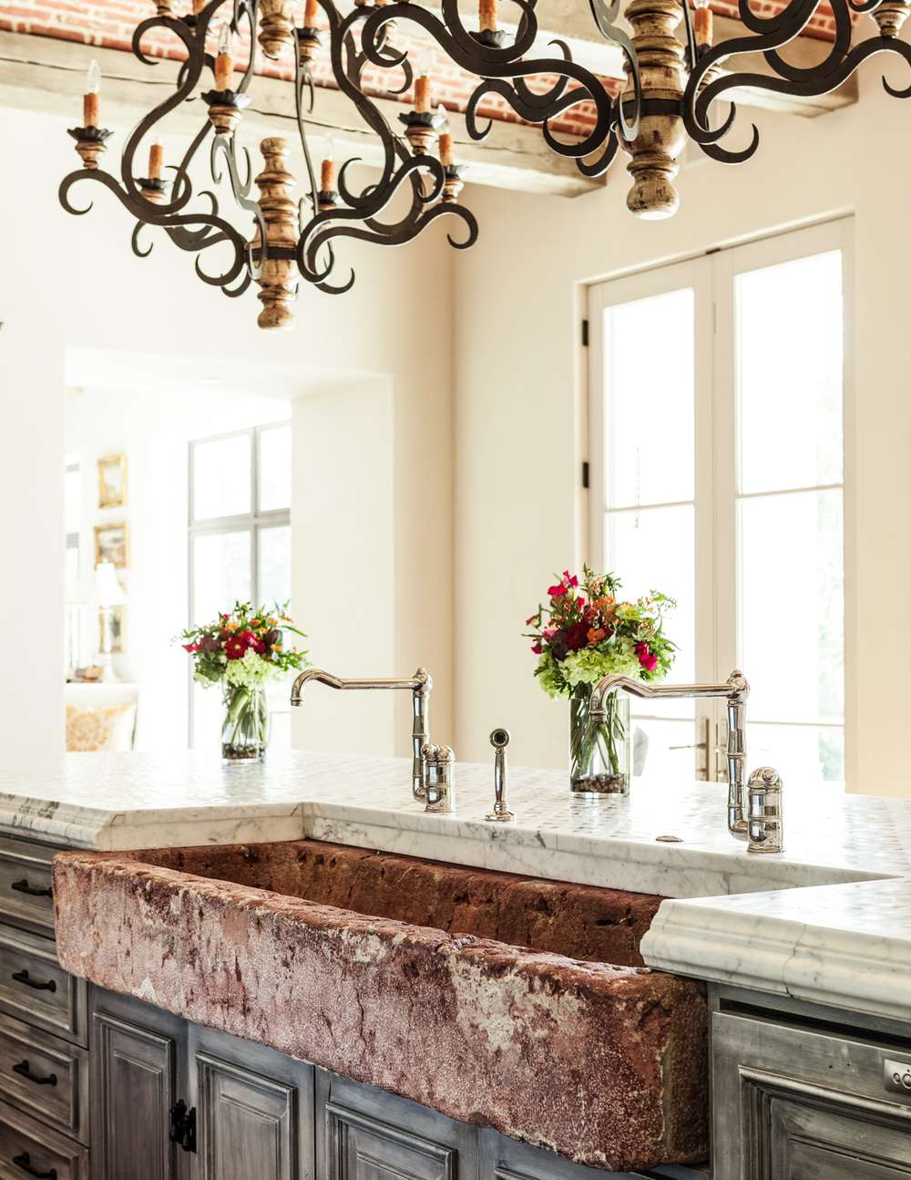 textured sink in French country kitchen