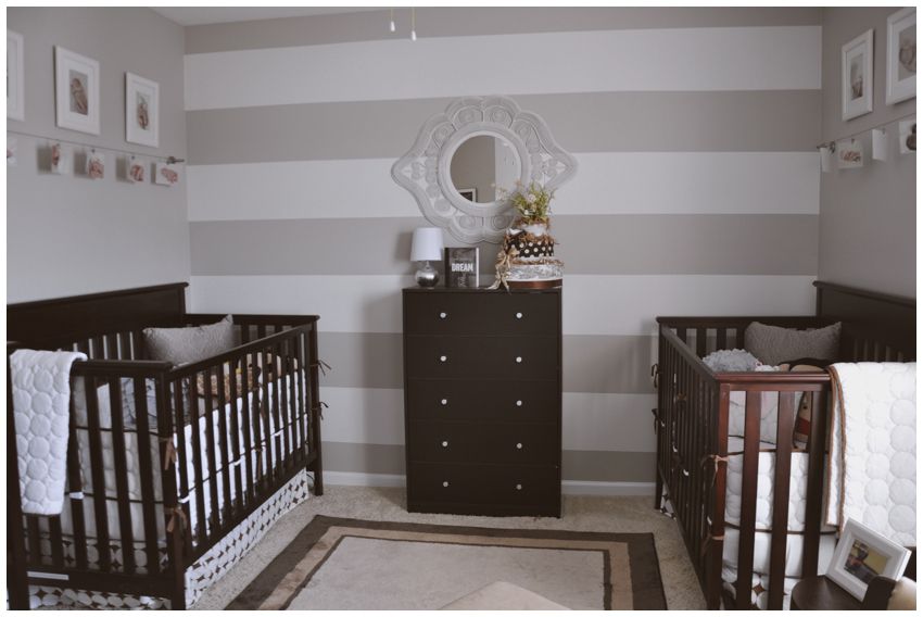 Neutral grey twin nursery