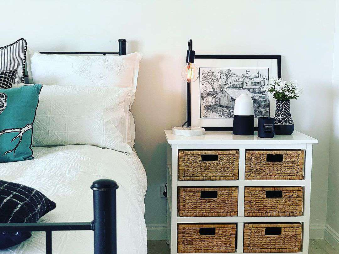 nightstand storage in guest room