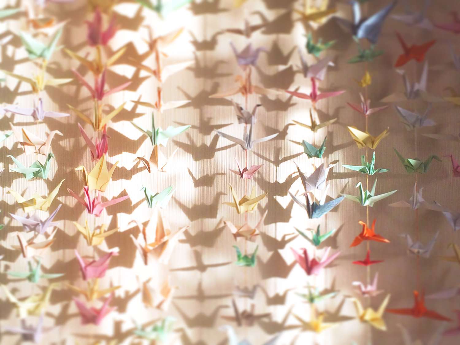 ristras de grullas de origami