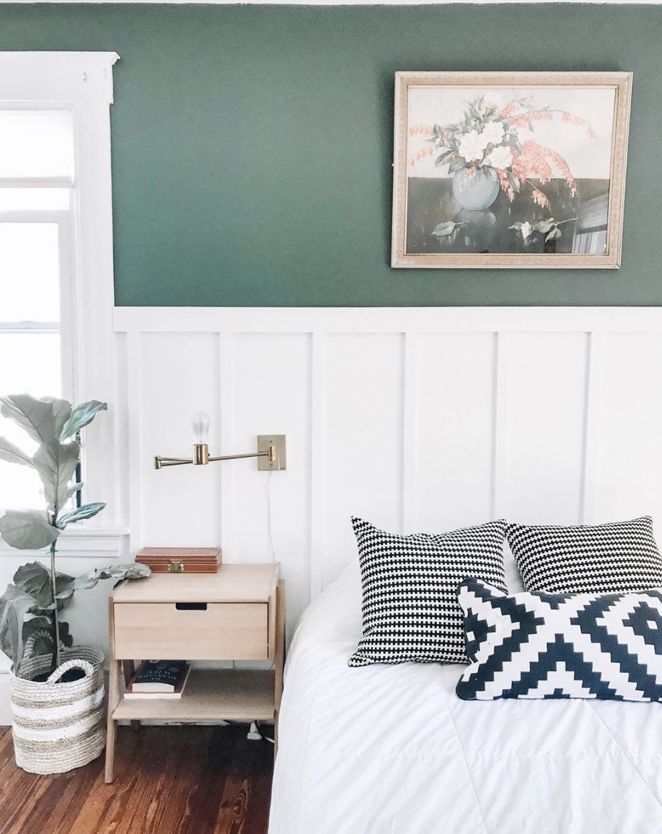Schlafzimmer mit grüner Farbe