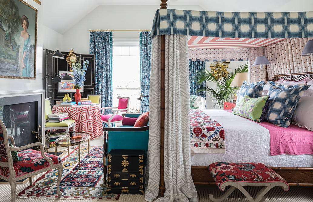 super colorful master bedroom
