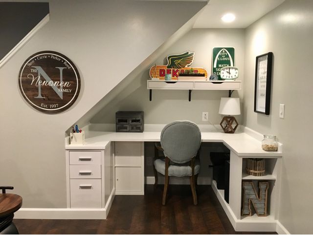 Under-the-stairs homework station or family office