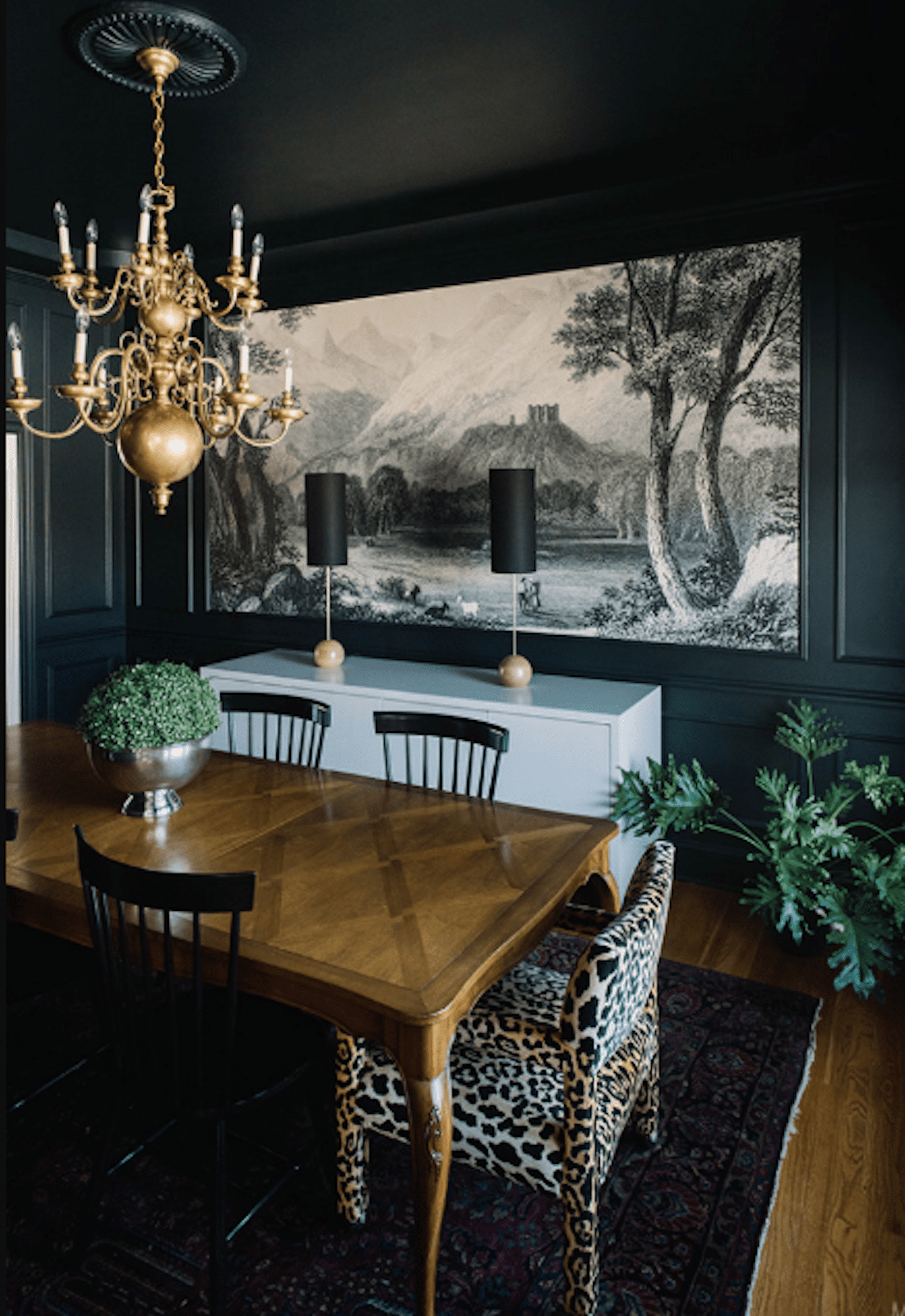 moody romantic black dining room