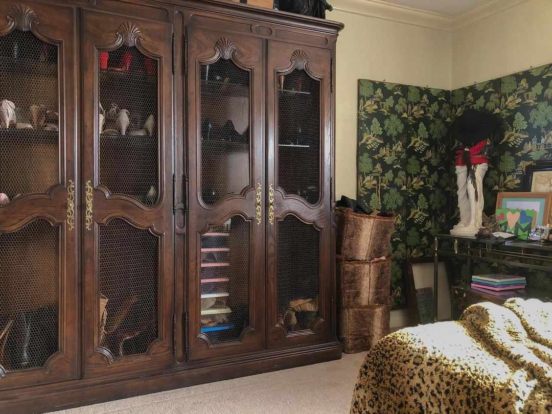 vintage armoire with shoes