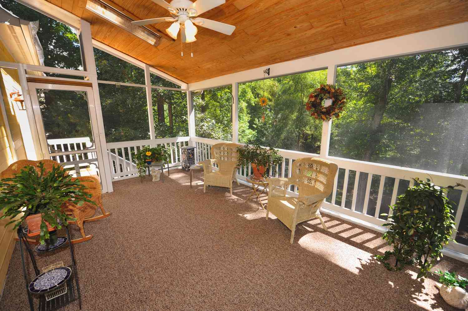 A screened in front porch