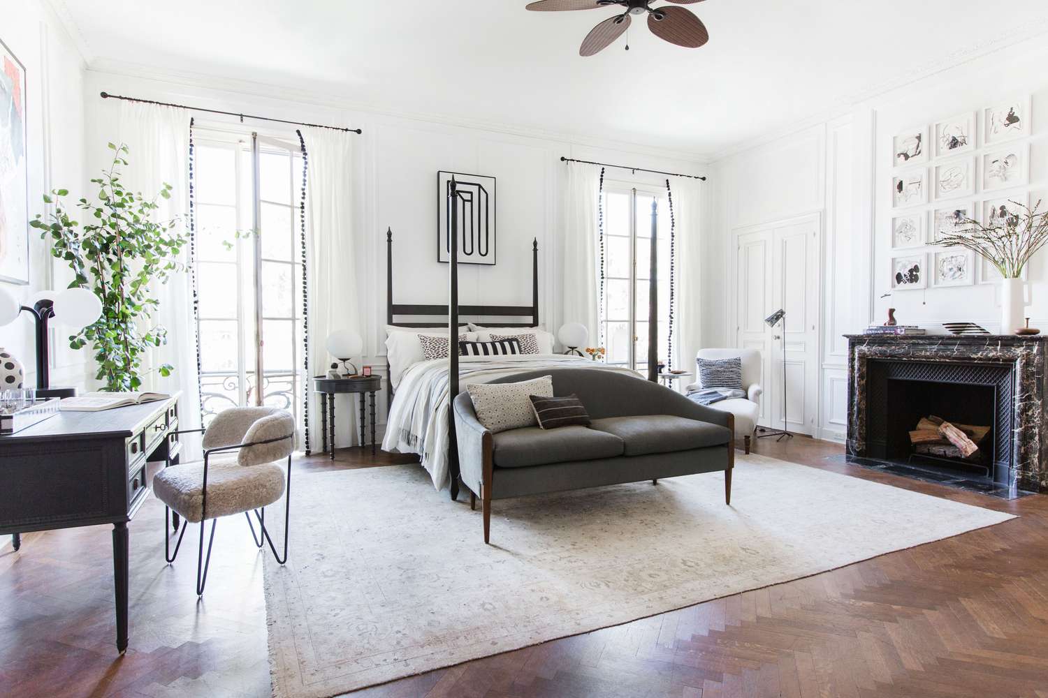 black and white bedroom