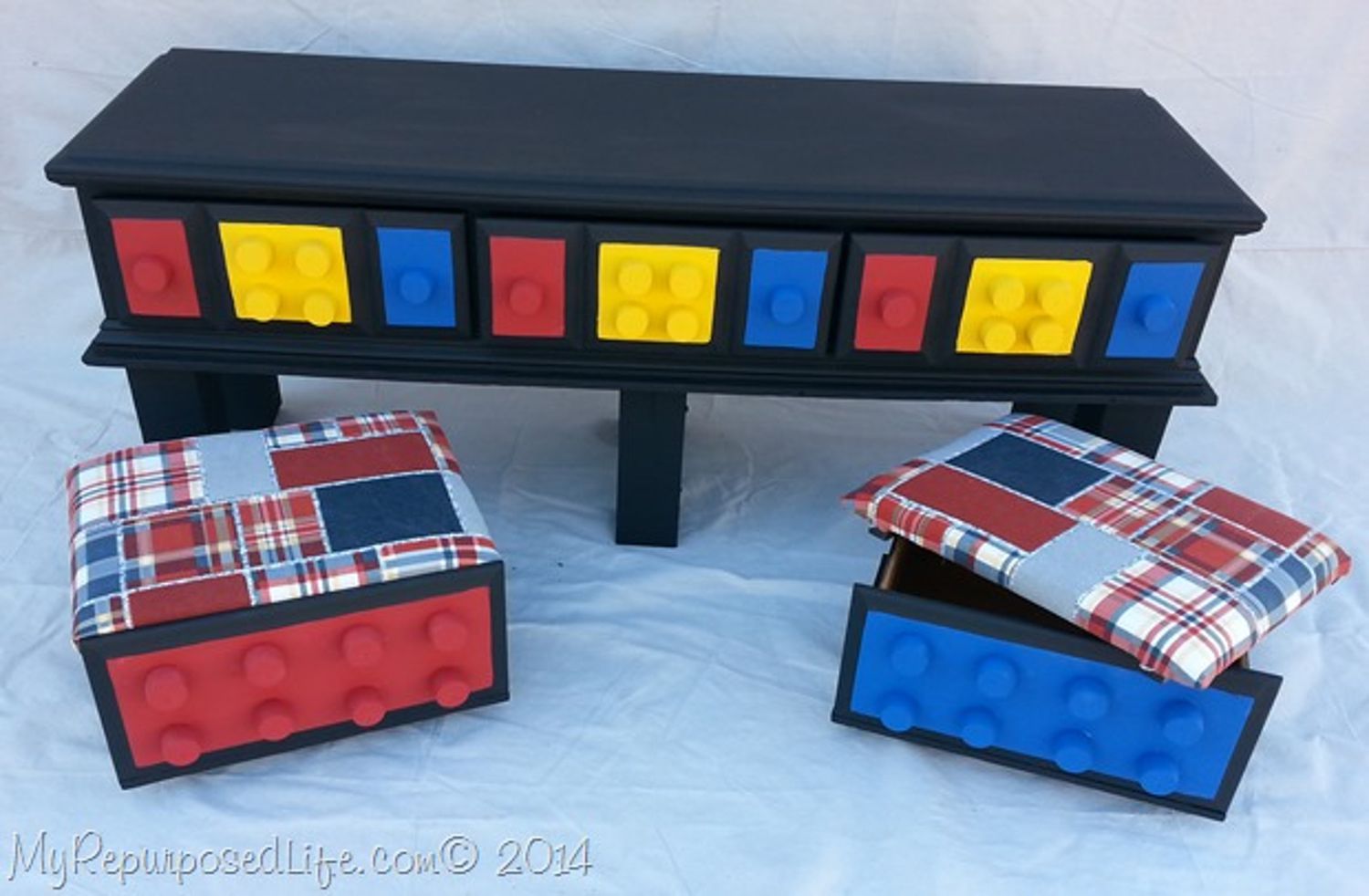 upcycled dresser turned DIY LEGO table