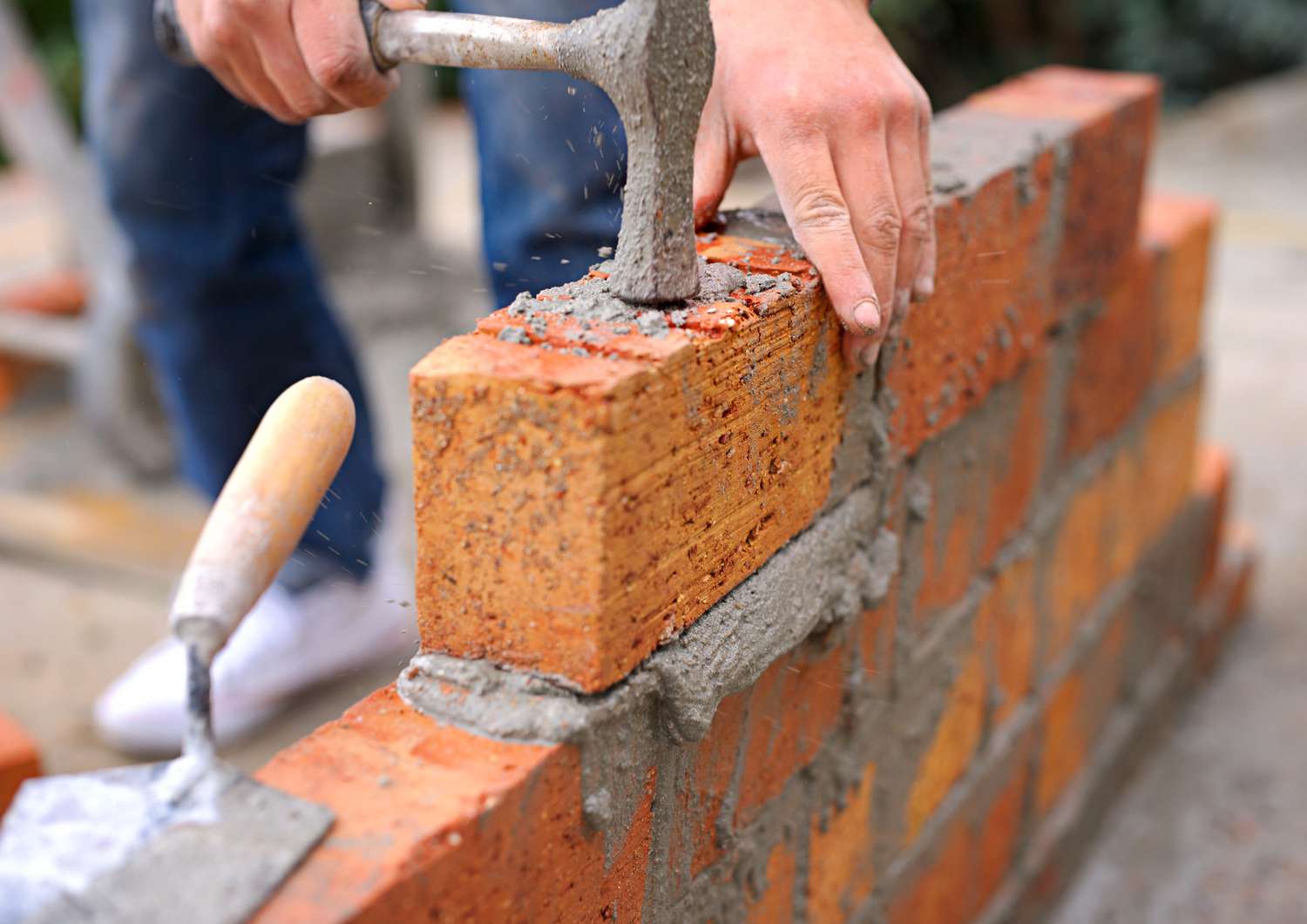 Laying brick foundation