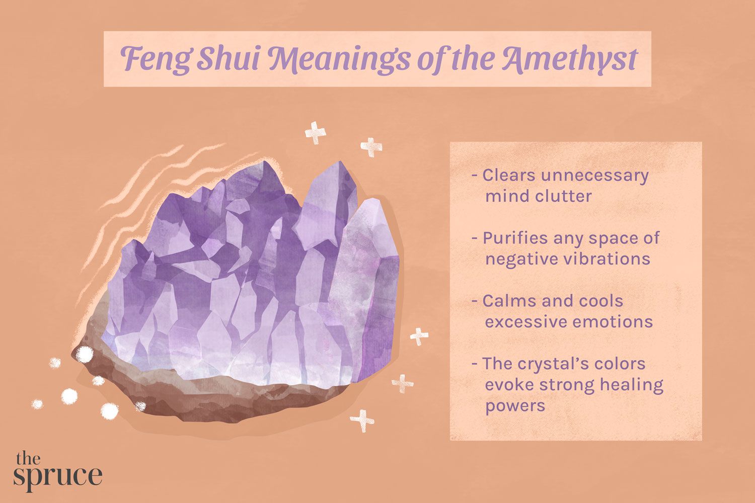 Feng Shui Ametista significados ilustração