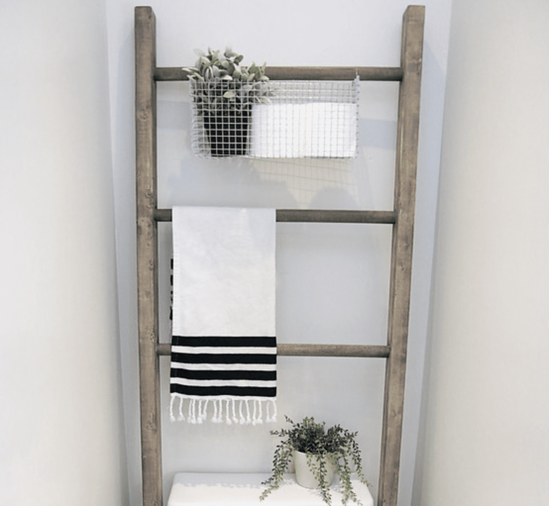 ladder shelf with basket