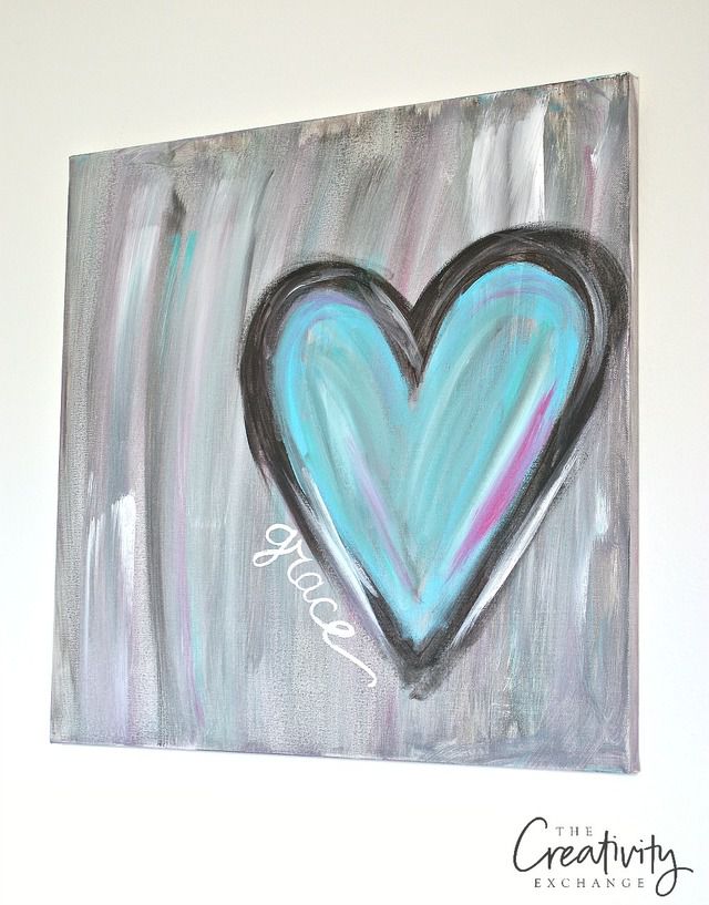 un cuadro abstracto de un corazón con la palabra Gracia escrita en letra