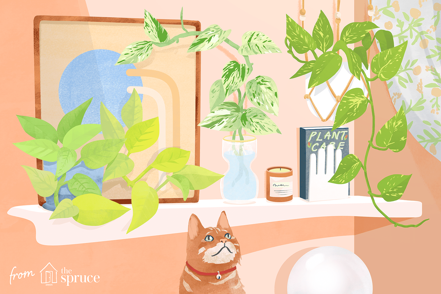 Illustration einer Katze durch Pflanzen