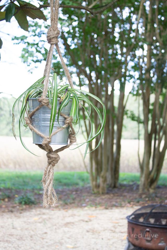 A macrame plant hanger