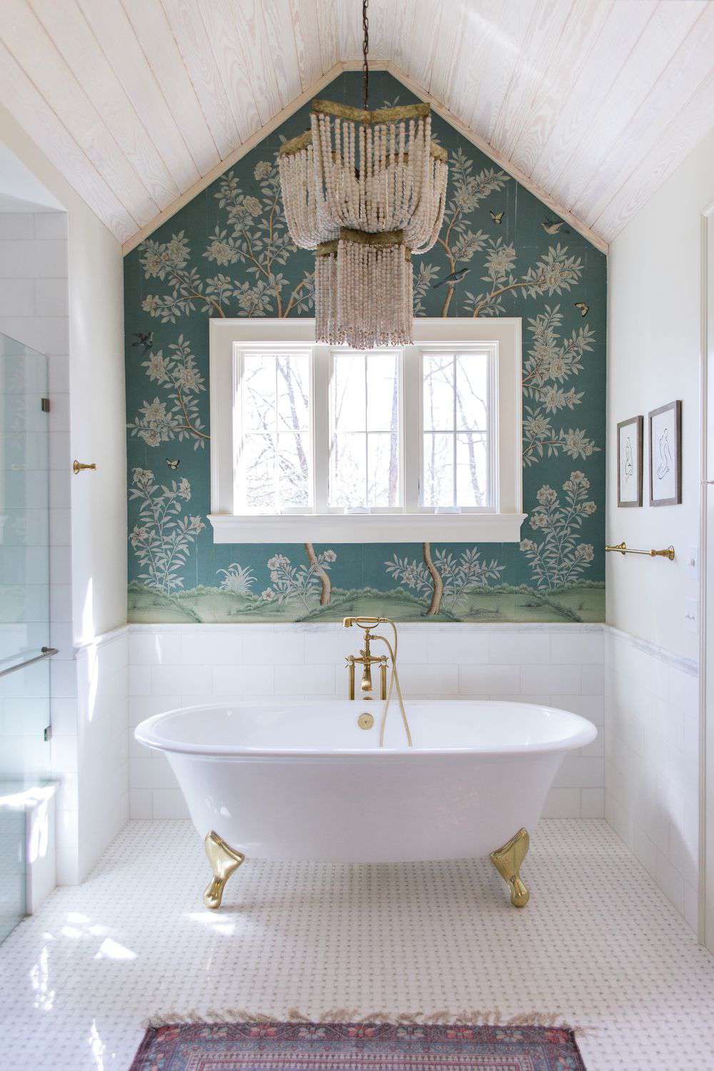 bathroom accent wallpaper