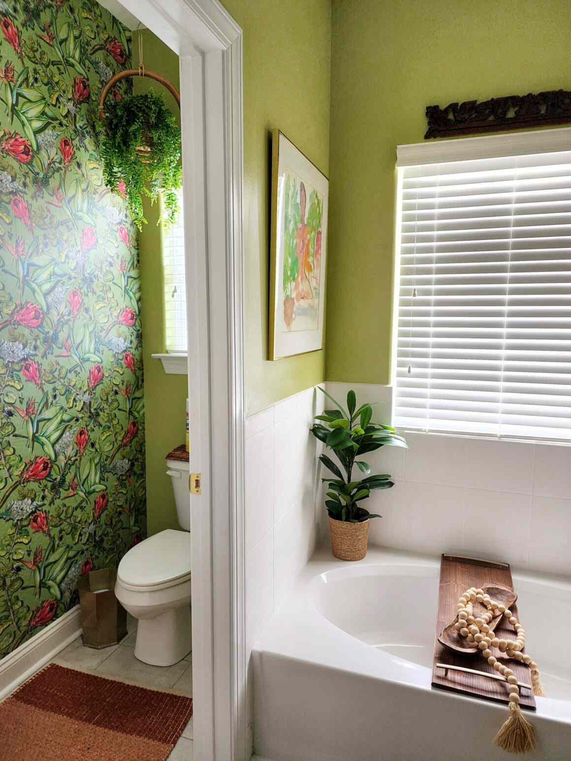 colorful bathroom accent wall