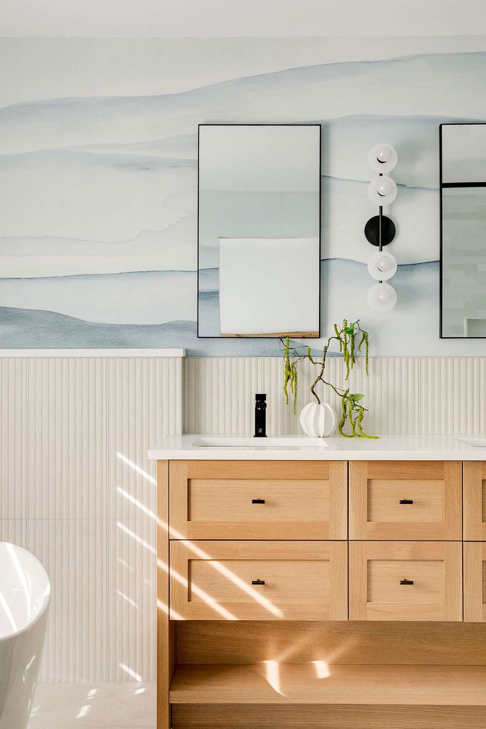 bathroom accent wall mural