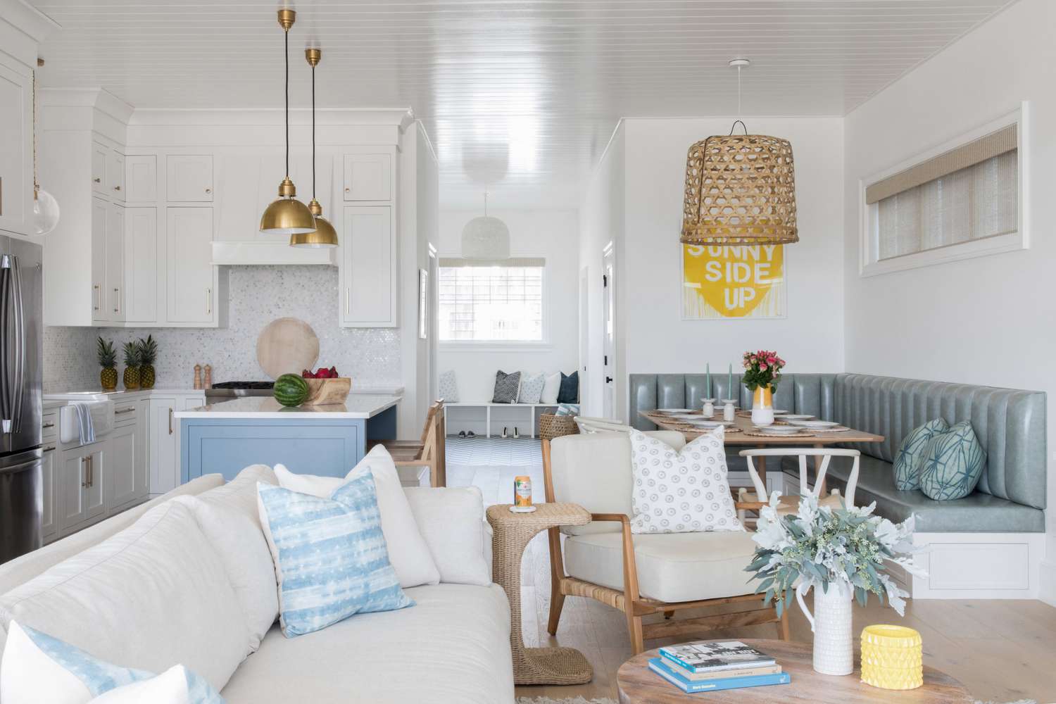 beachy open concept living room