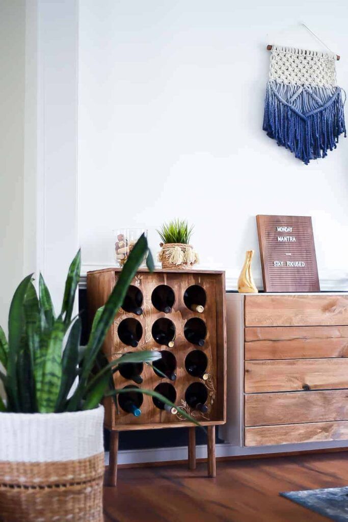 A DIY wooden wine rack