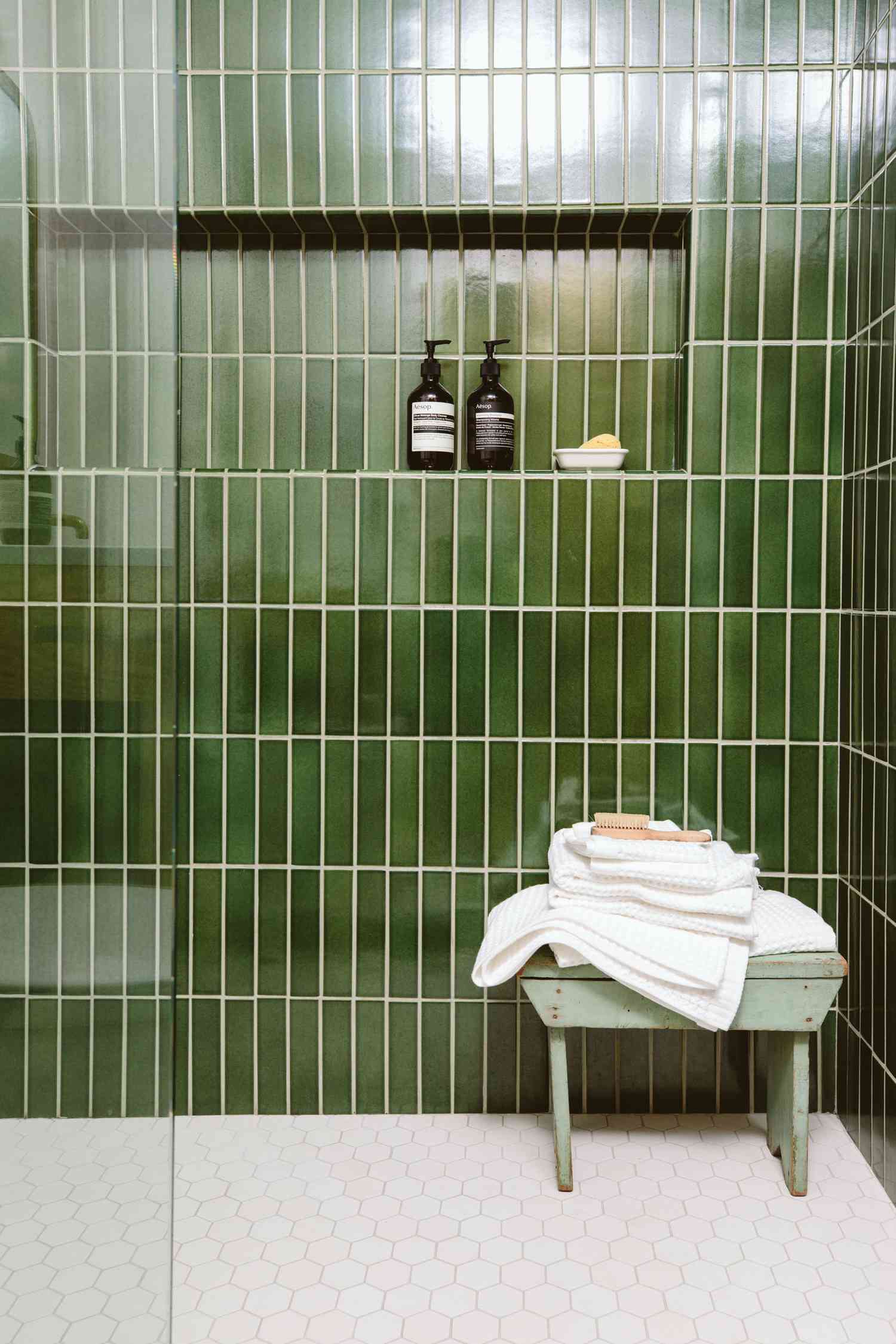 dark bathroom ideas deep green tile