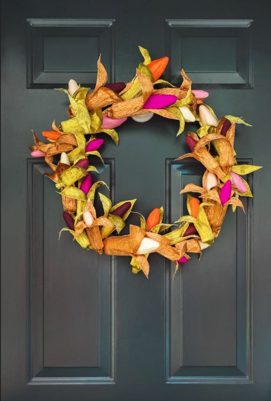 diy crepe paper corn fall wreath