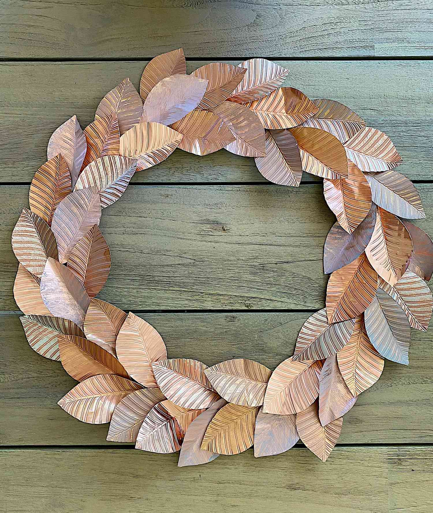 diy copper leaf fall wreath