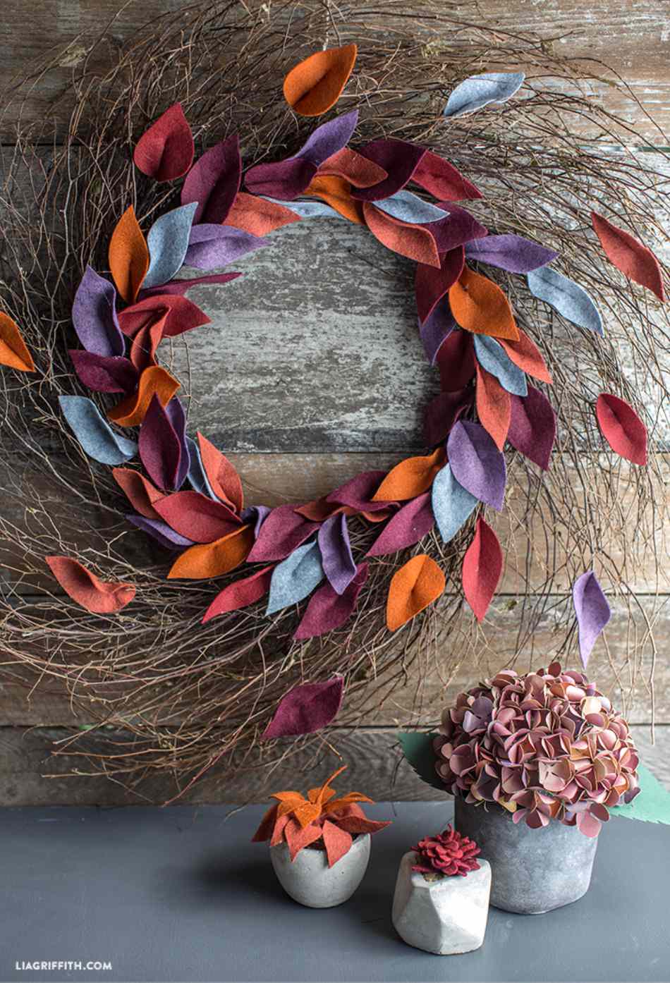 diy fieltro corona de otoño