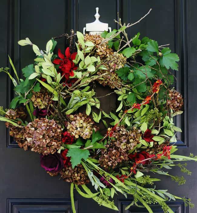 diy twig and dried hydrangeas fall wreath