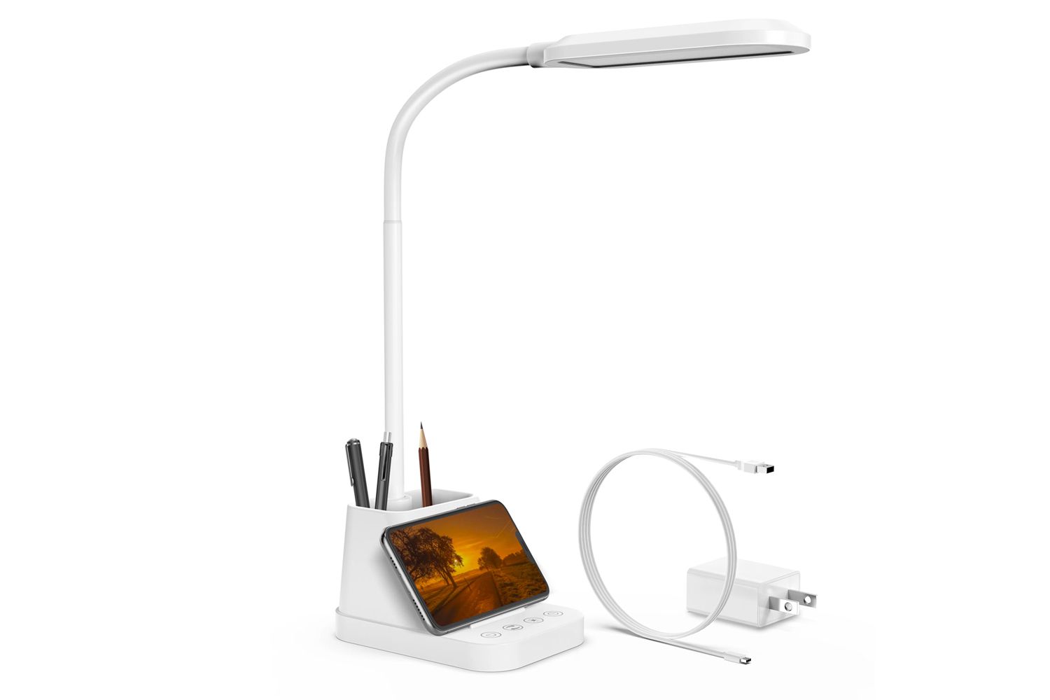 Wayfair Latitude Run 23'' Schreibtischlampe mit USB und Steckdose