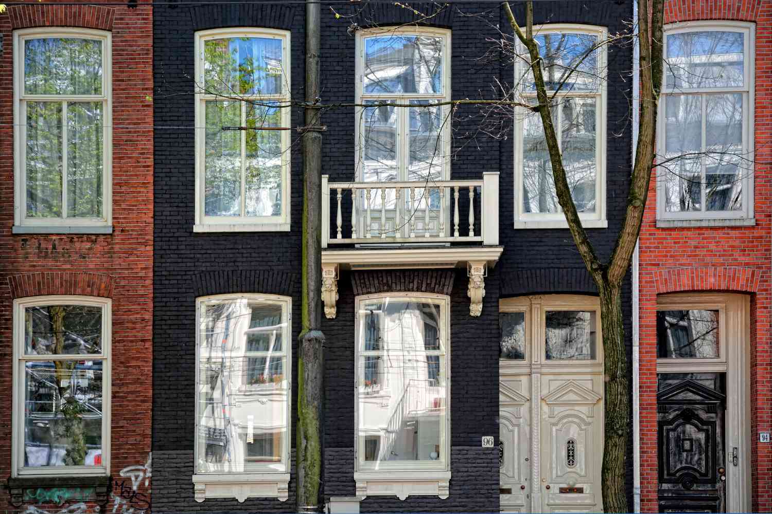 Black Brick Rowhouse Facade