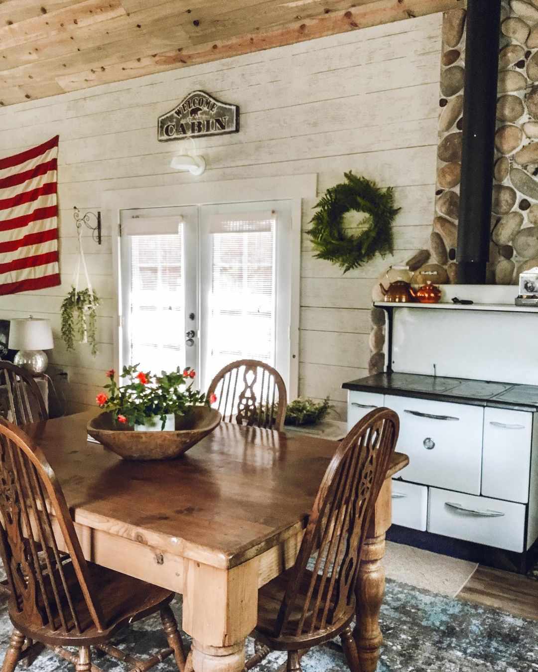 cabin kitchen dining area