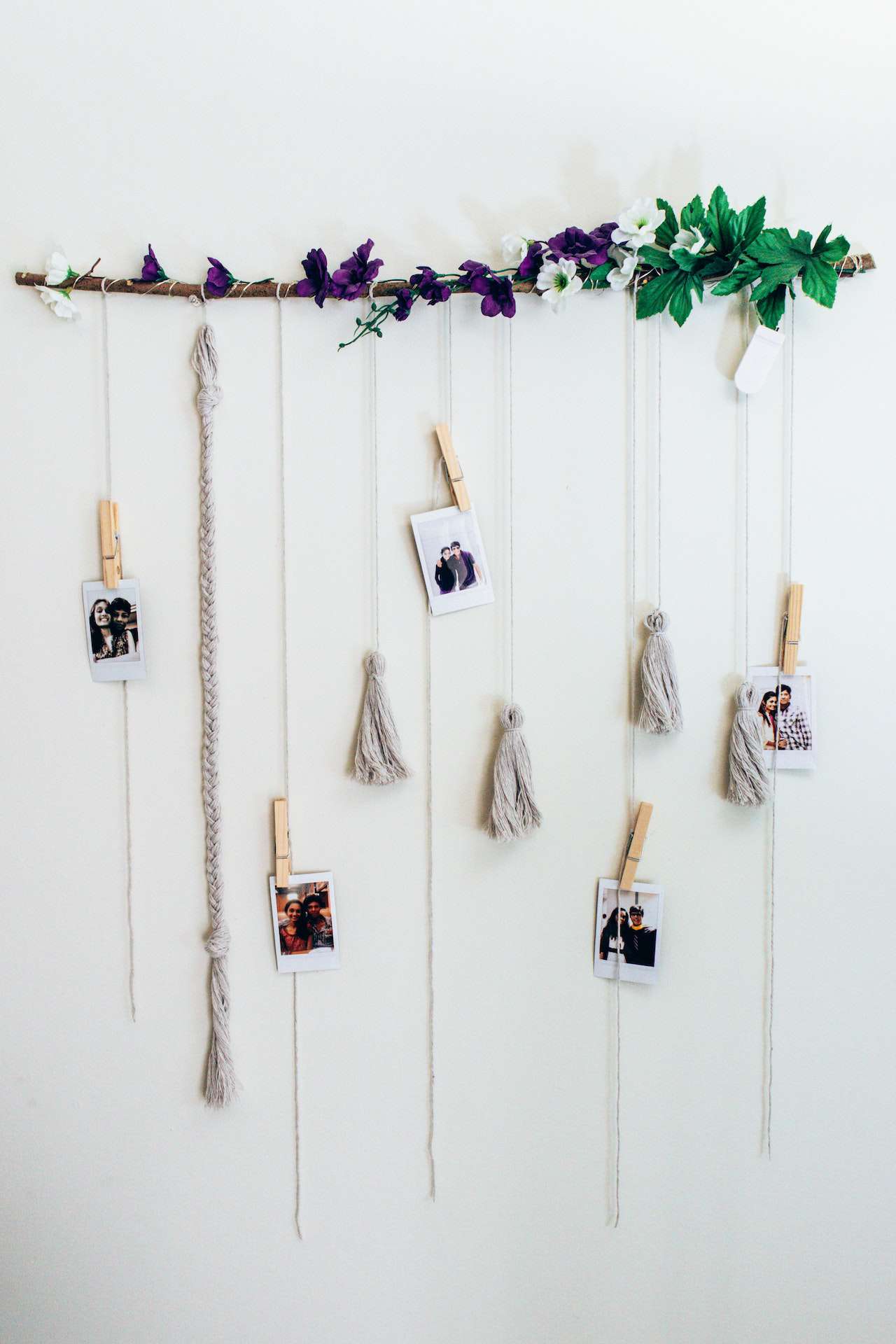 Hanging Polaroid Display With Flowers