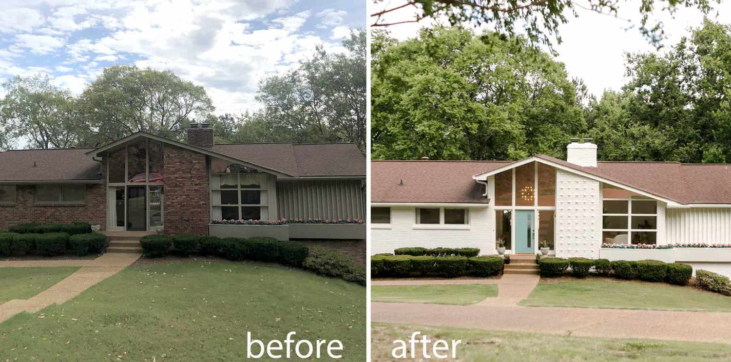 casas de ladrillo pintado antes y después