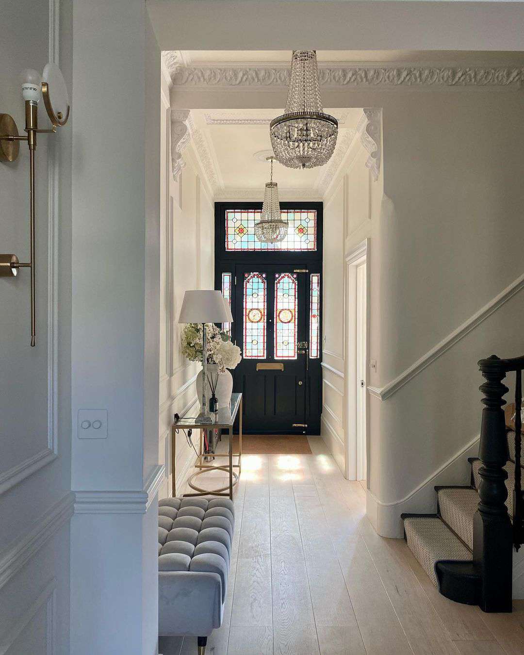 stained glass front door and window