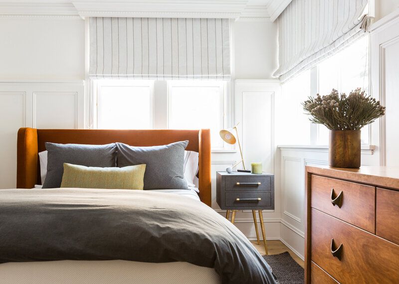 white bedroom wainscoting