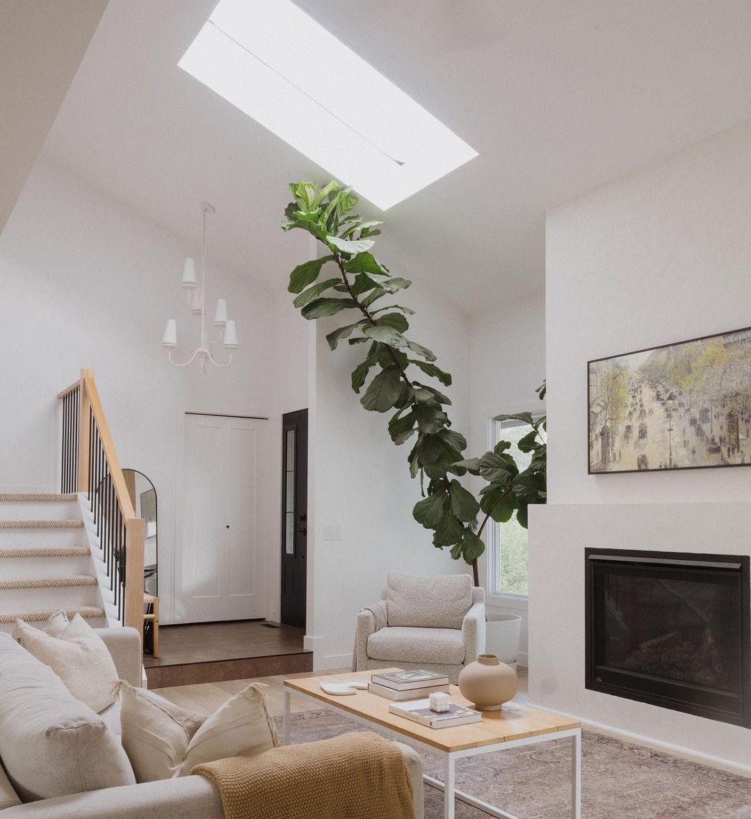 Large entryway with a skylight.