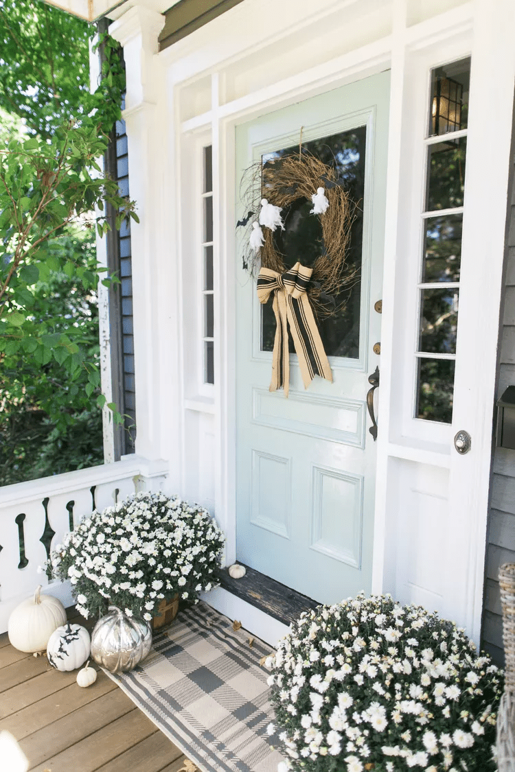 ideias de decoração de portas de outono com mães