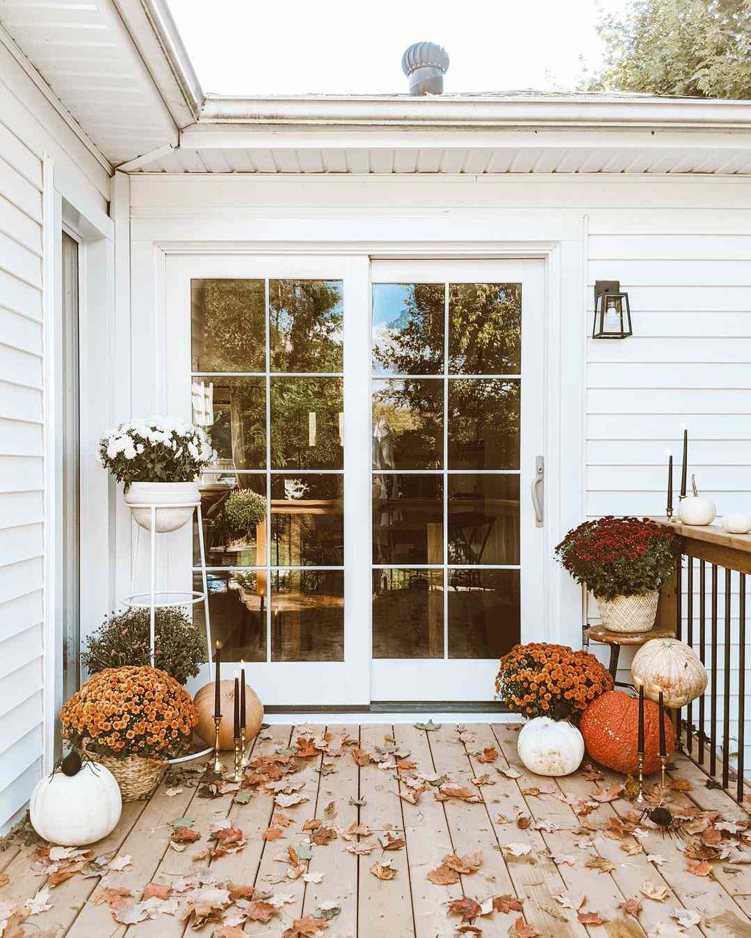 Herbsttür-Dekorationsideen Glastüren