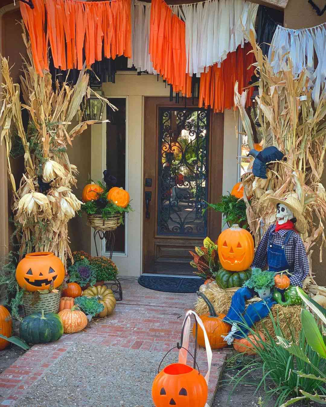 ideias de decoração de portas de outono em ferro forjado