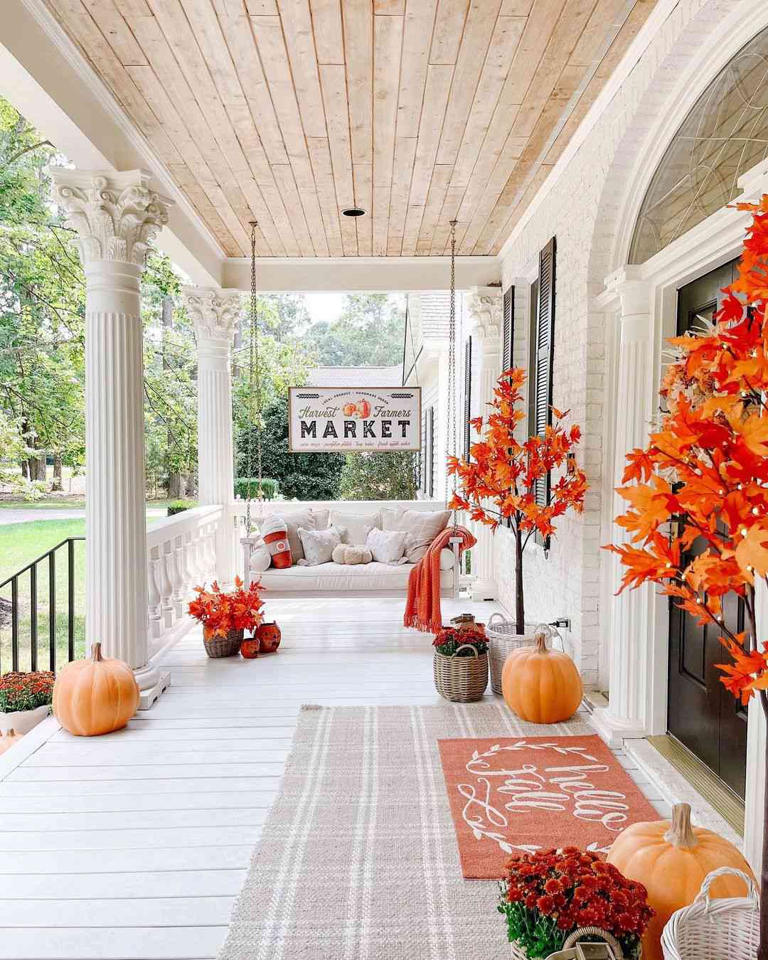 fall door decorating ideas orange